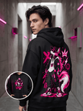 Neon Wolf Oversized Hoodie – Black Streetwear