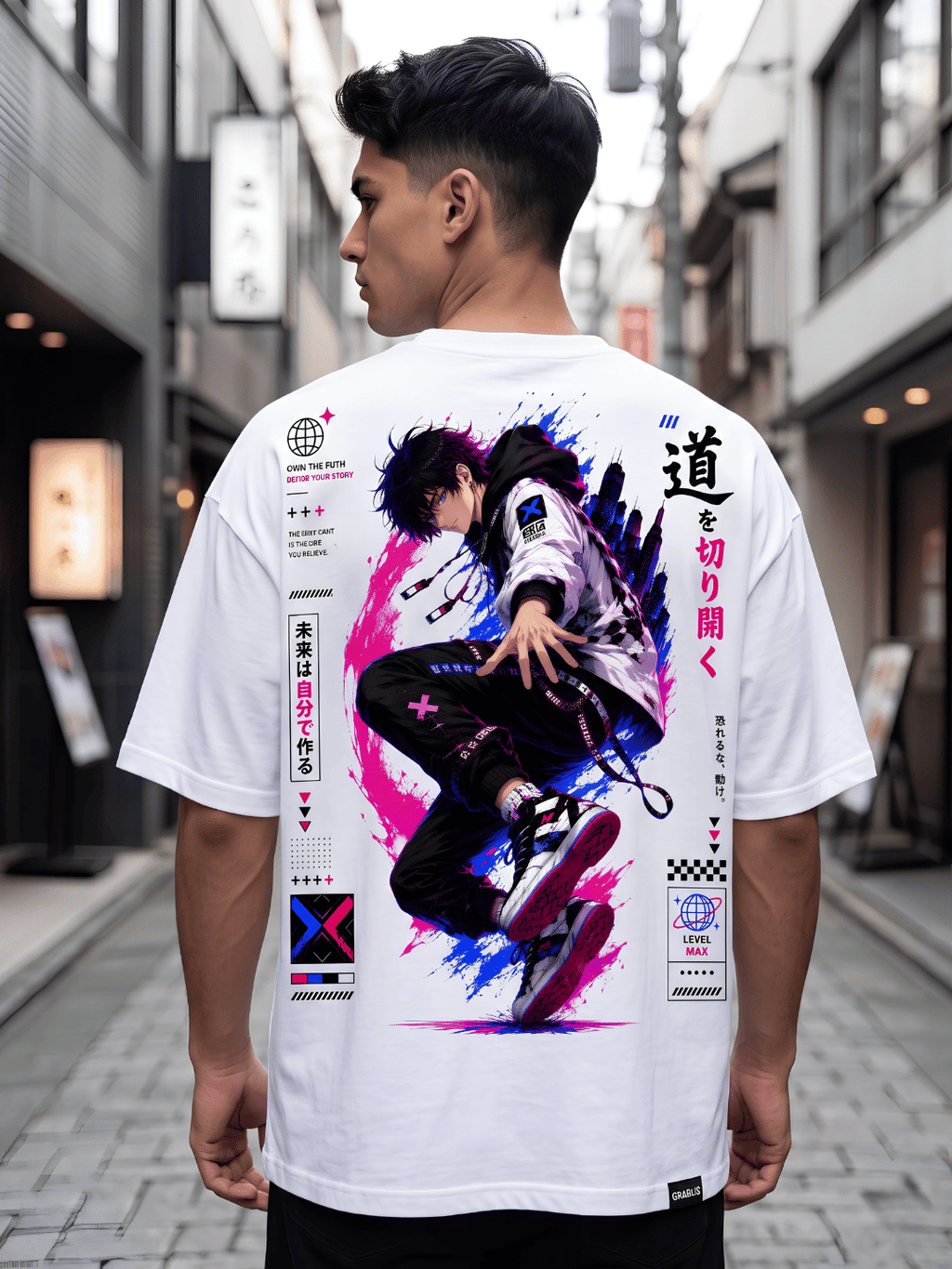 Futuristic Anime Oversized Graphic T-Shirt