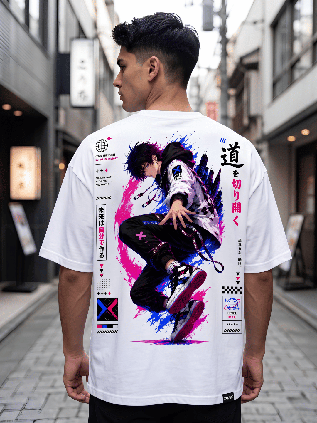 Futuristic Anime Oversized Graphic T-Shirt