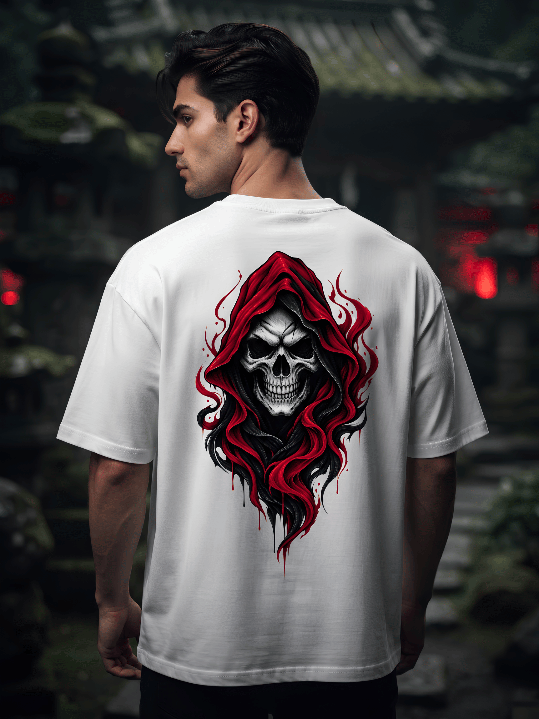 Hooded Skull Oversized T-Shirt