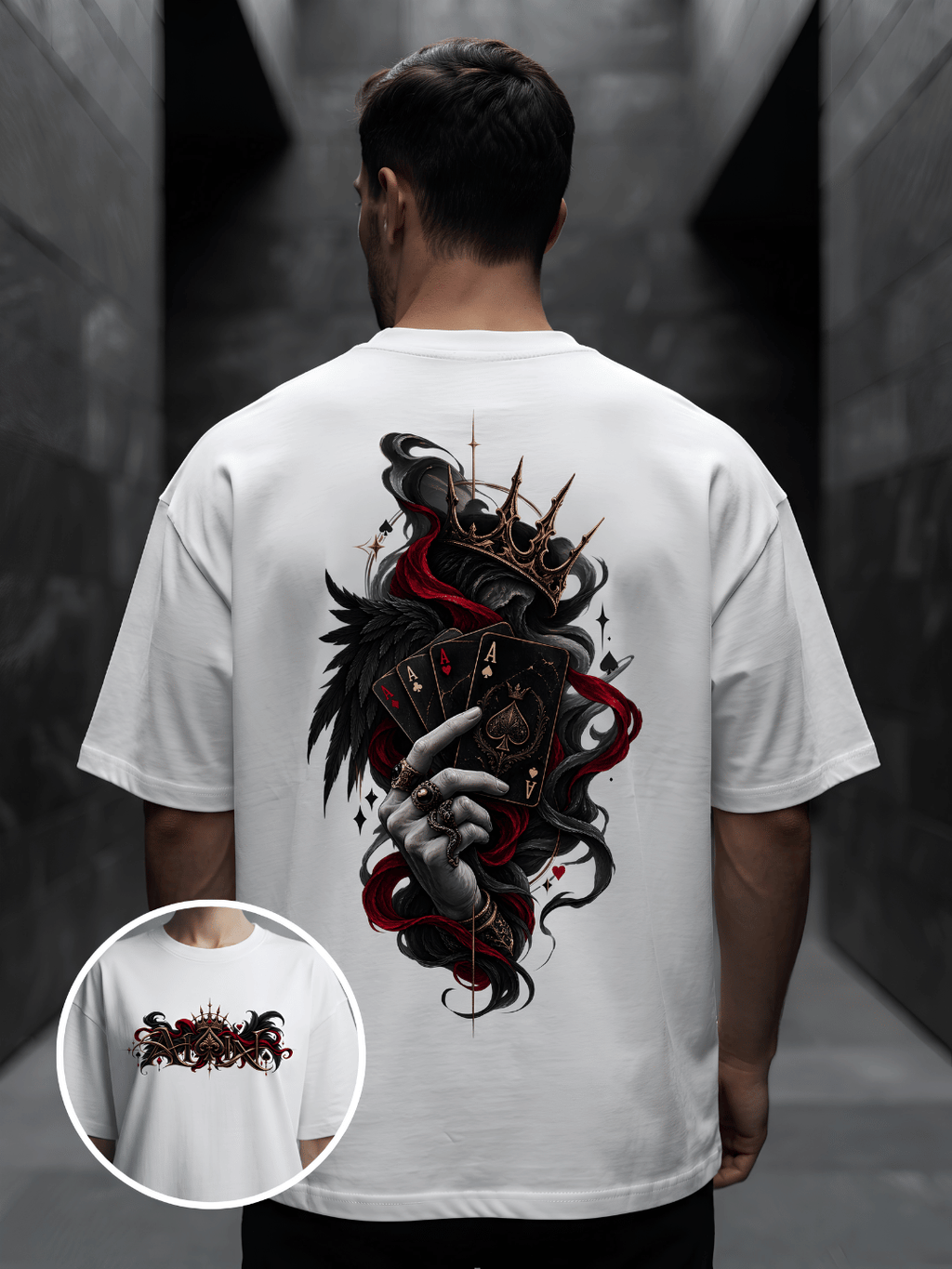 Dark Playing Cards Oversized T-Shirt