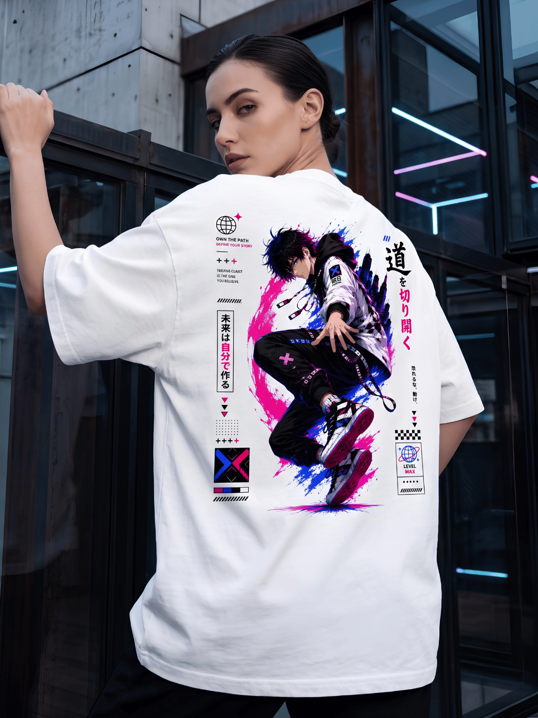 Futuristic Anime Oversized Graphic T-Shirt