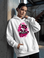 Neon Wolf Graphic Oversized Hoodie – White