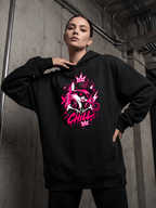Neon Wolf Oversized Hoodie – Black Streetwear