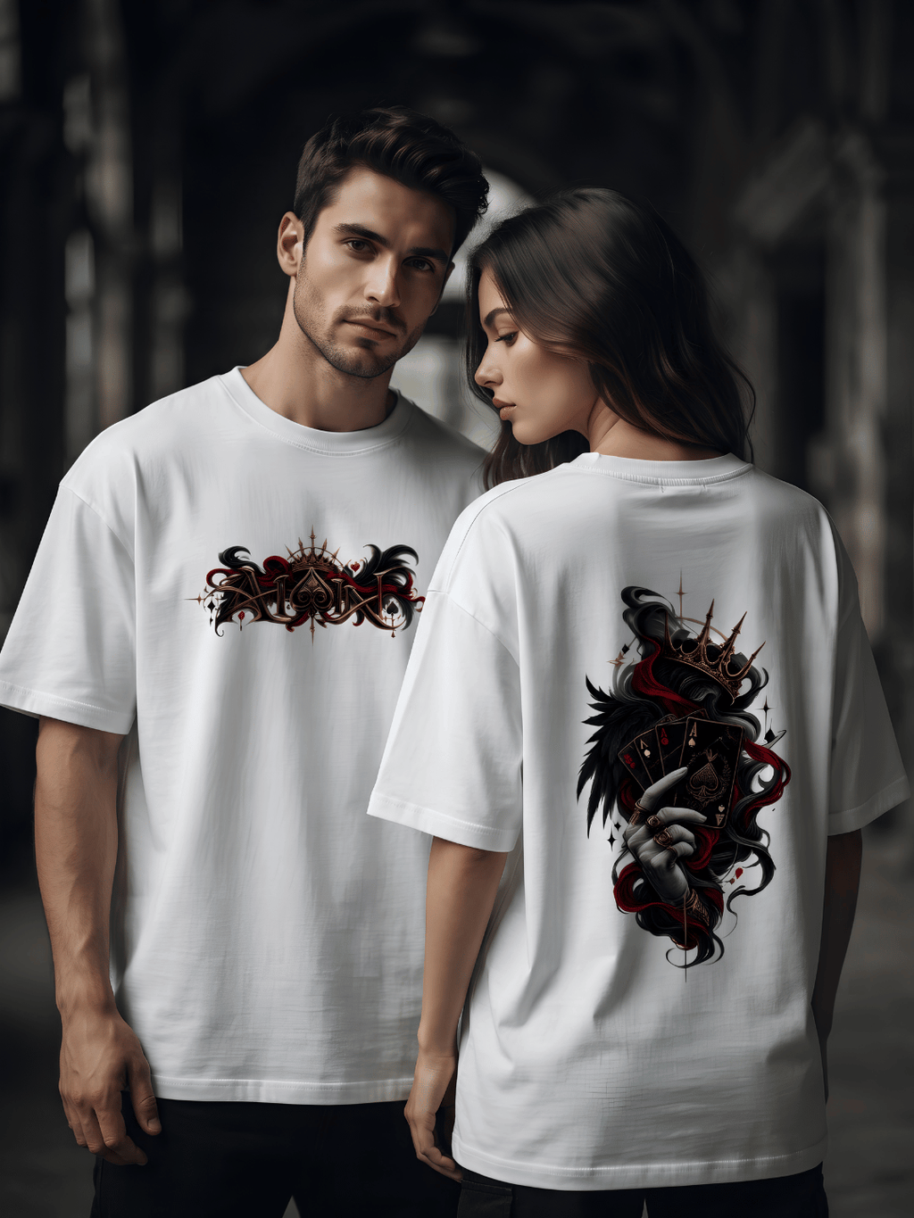 Dark Playing Cards Oversized T-Shirt