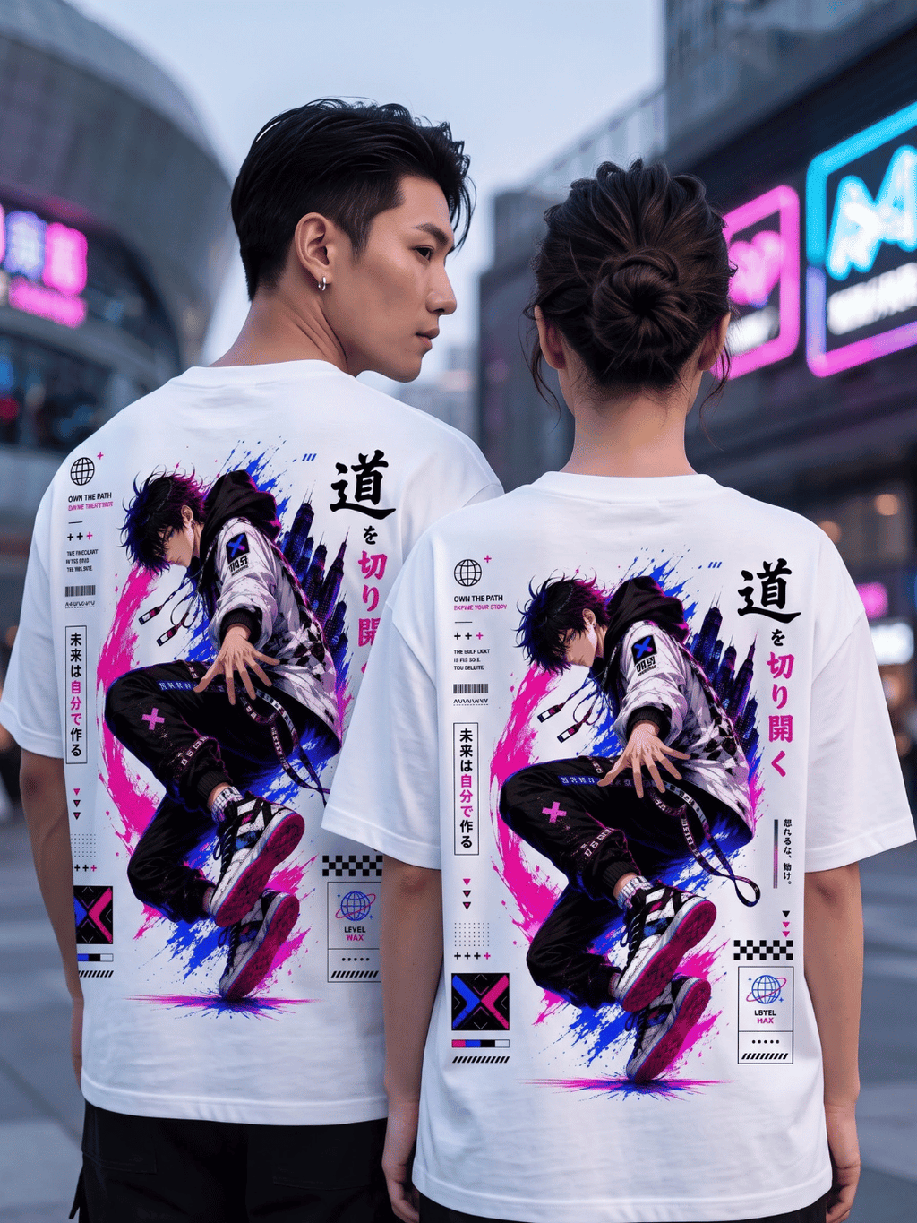 Futuristic Anime Oversized Graphic T-Shirt