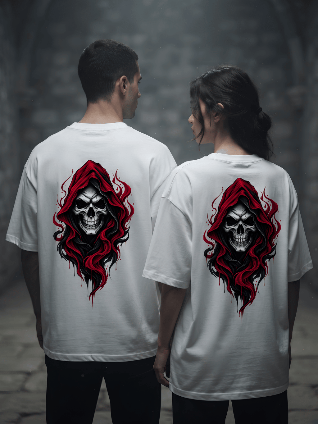 Hooded Skull Oversized T-Shirt
