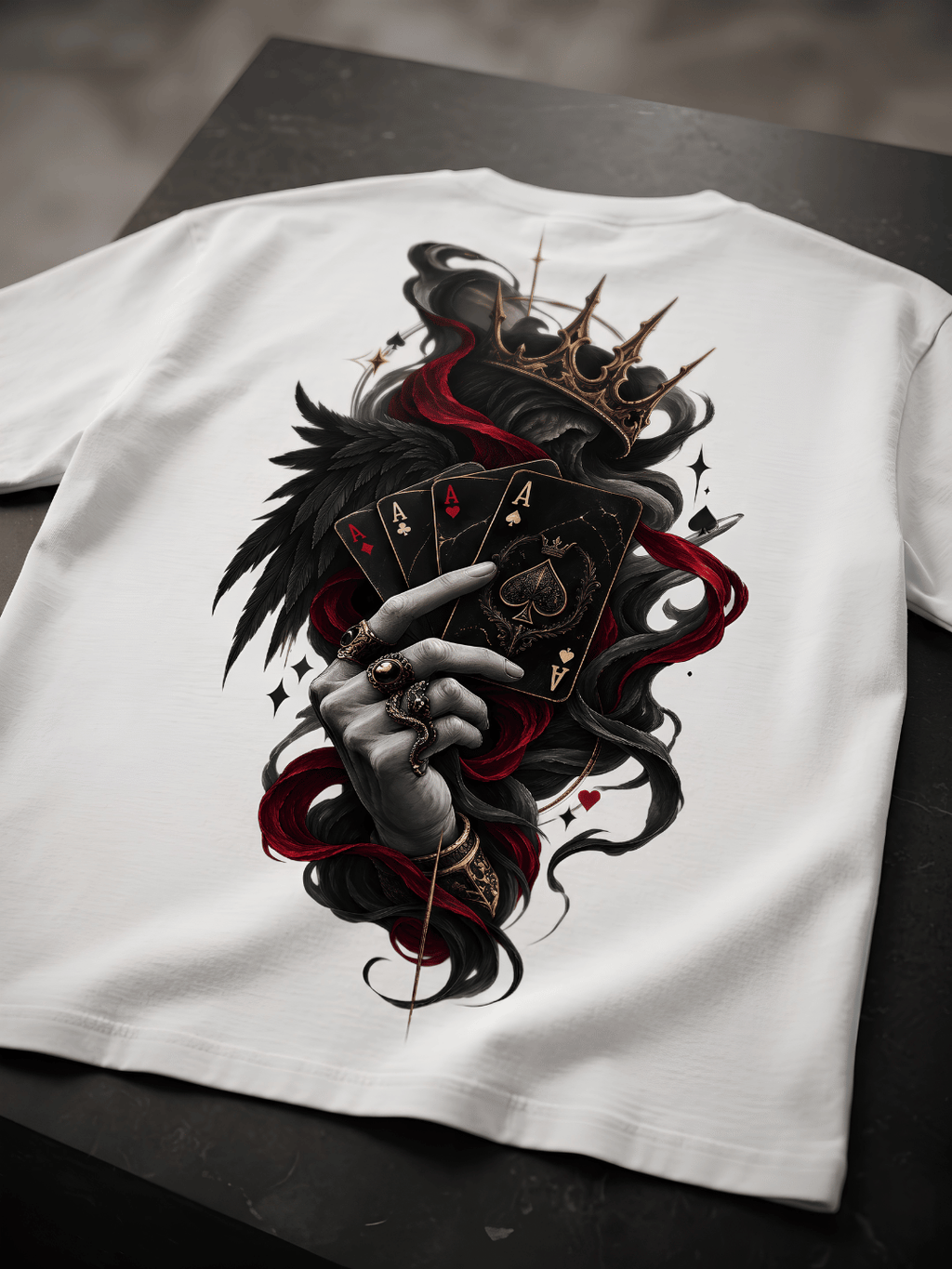 Dark Playing Cards Oversized T-Shirt