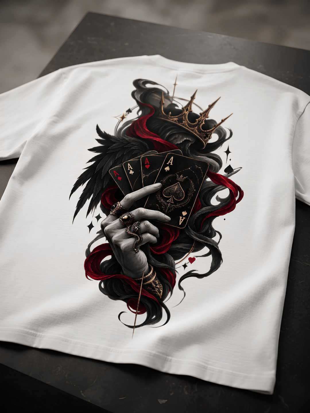 Dark Playing Cards Oversized T-Shirt