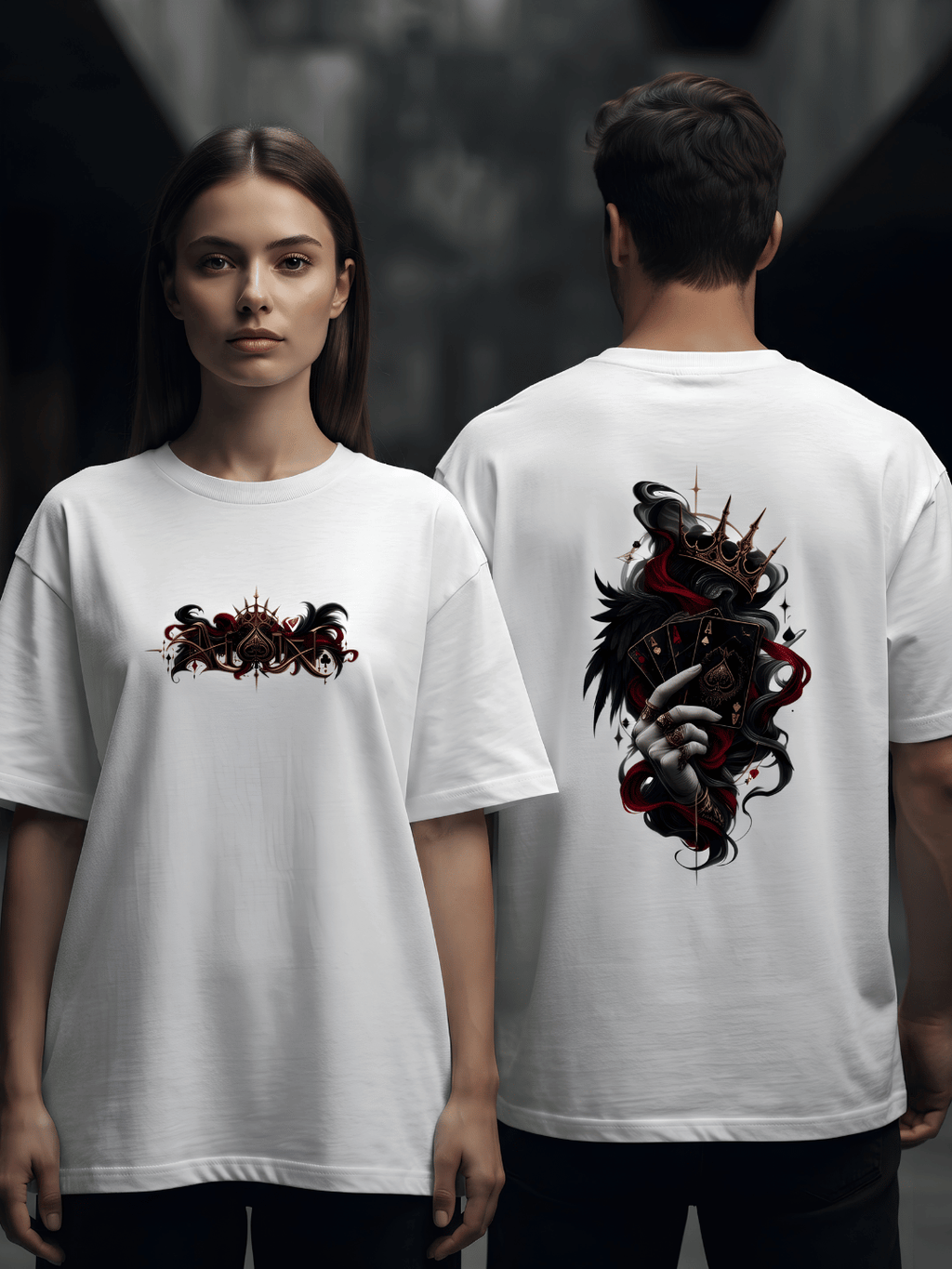 Dark Playing Cards Oversized T-Shirt