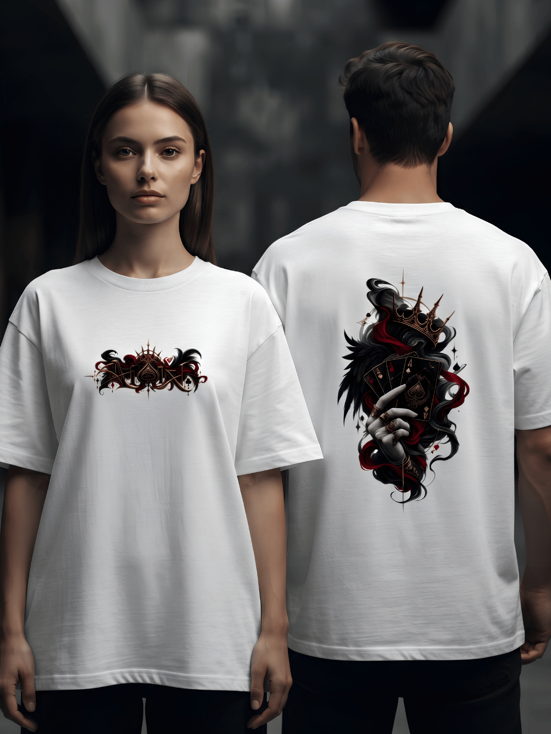 Dark Playing Cards Oversized T-Shirt
