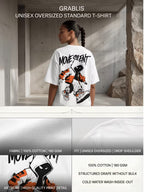 White oversized graphic t-shirt product details and back print