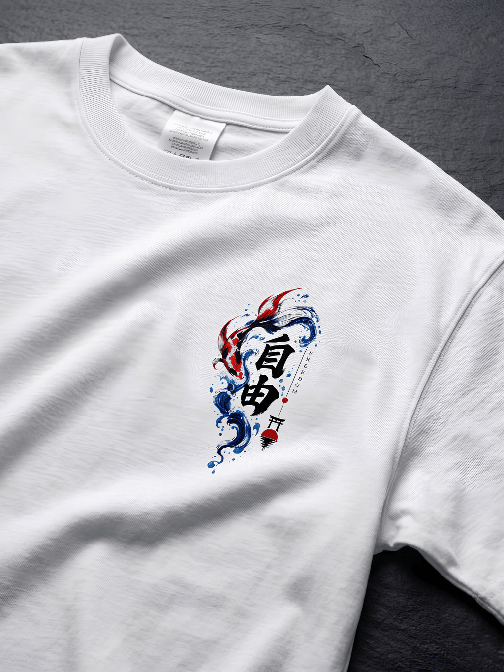 Oversized Anime Koi Fish Graphic T-Shirt