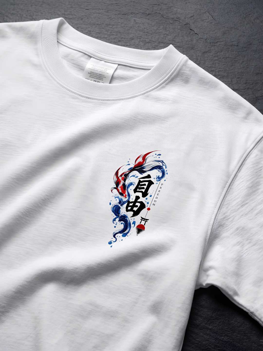 Oversized Anime Koi Fish Graphic T-Shirt