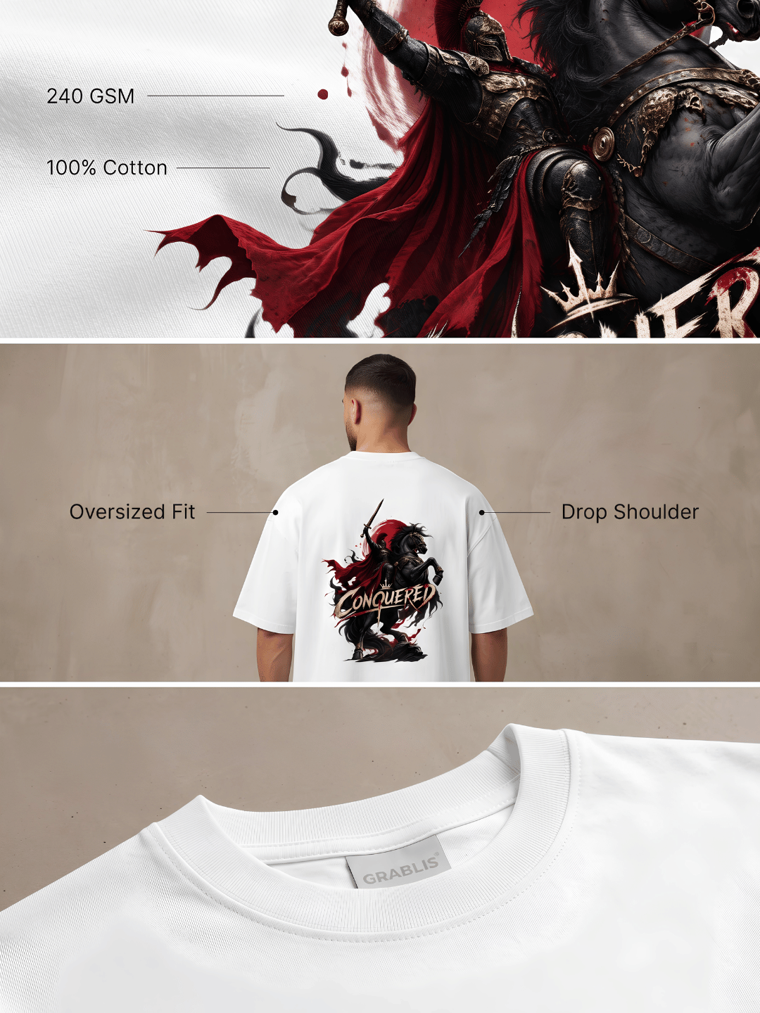 Conquered Warrior Oversized Graphic T-Shirt