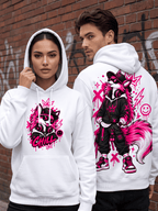 Neon Wolf Graphic Oversized Hoodie – White