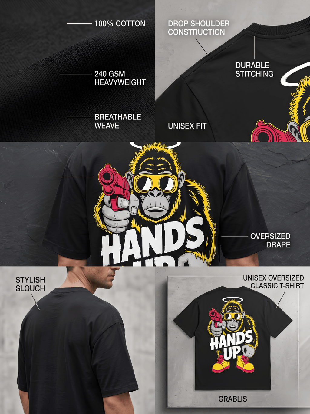 Hands Up Oversized Graphic T-Shirt