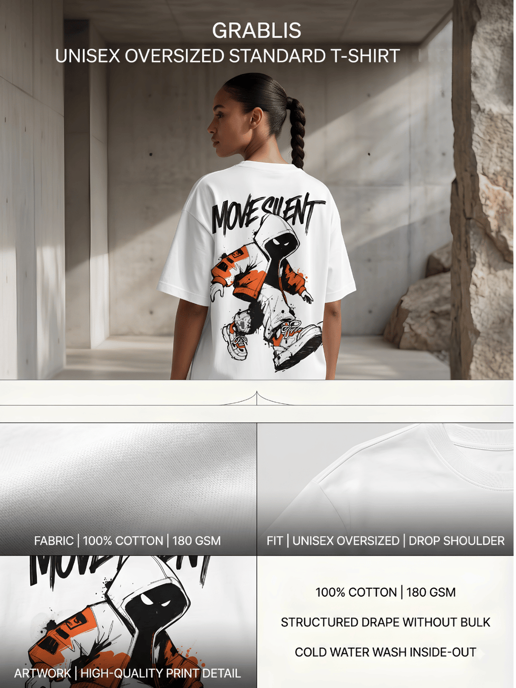 Move Silent Oversized Graphic T-Shirt