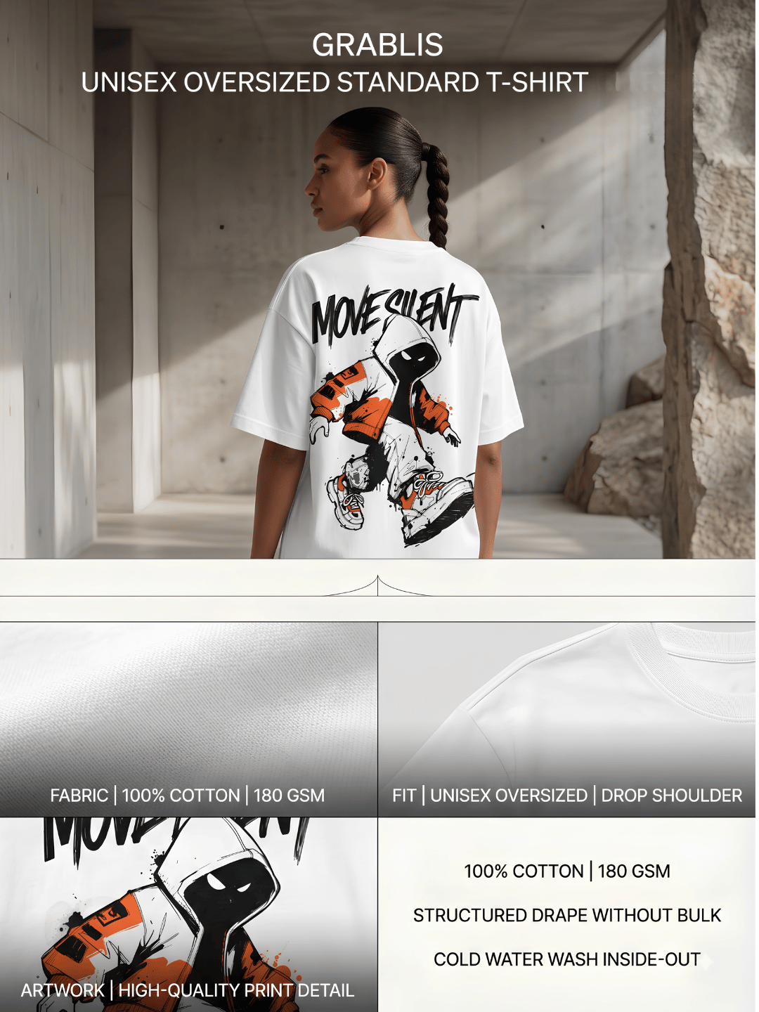 Move Silent Oversized Graphic T-Shirt