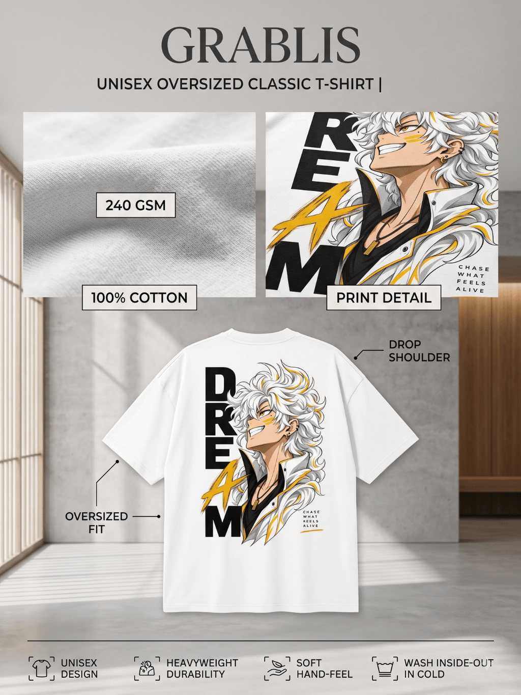 Chase Alive Anime Oversized T-Shirt