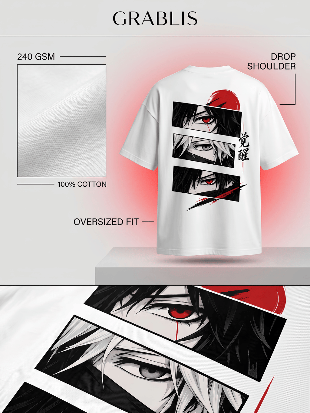 Awakened Eyes Anime Oversized T-Shirt