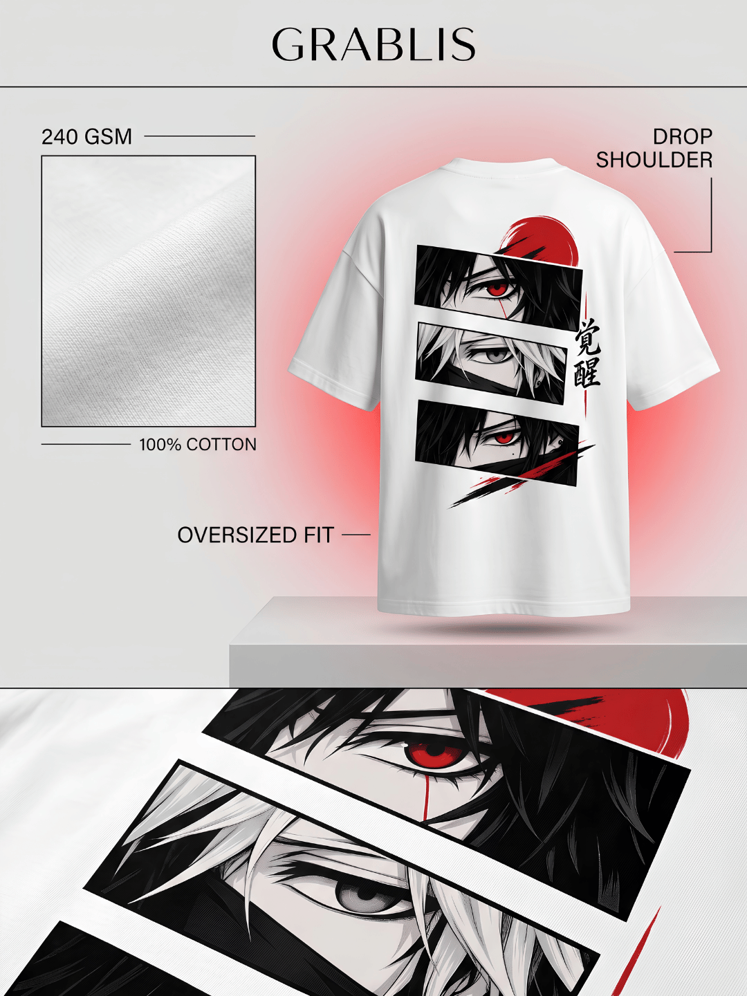 Awakened Eyes Anime Oversized T-Shirt