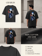 Black Oversized Koi Fish Graphic T-Shirt