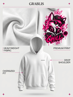 Neon Wolf Graphic Oversized Hoodie – White