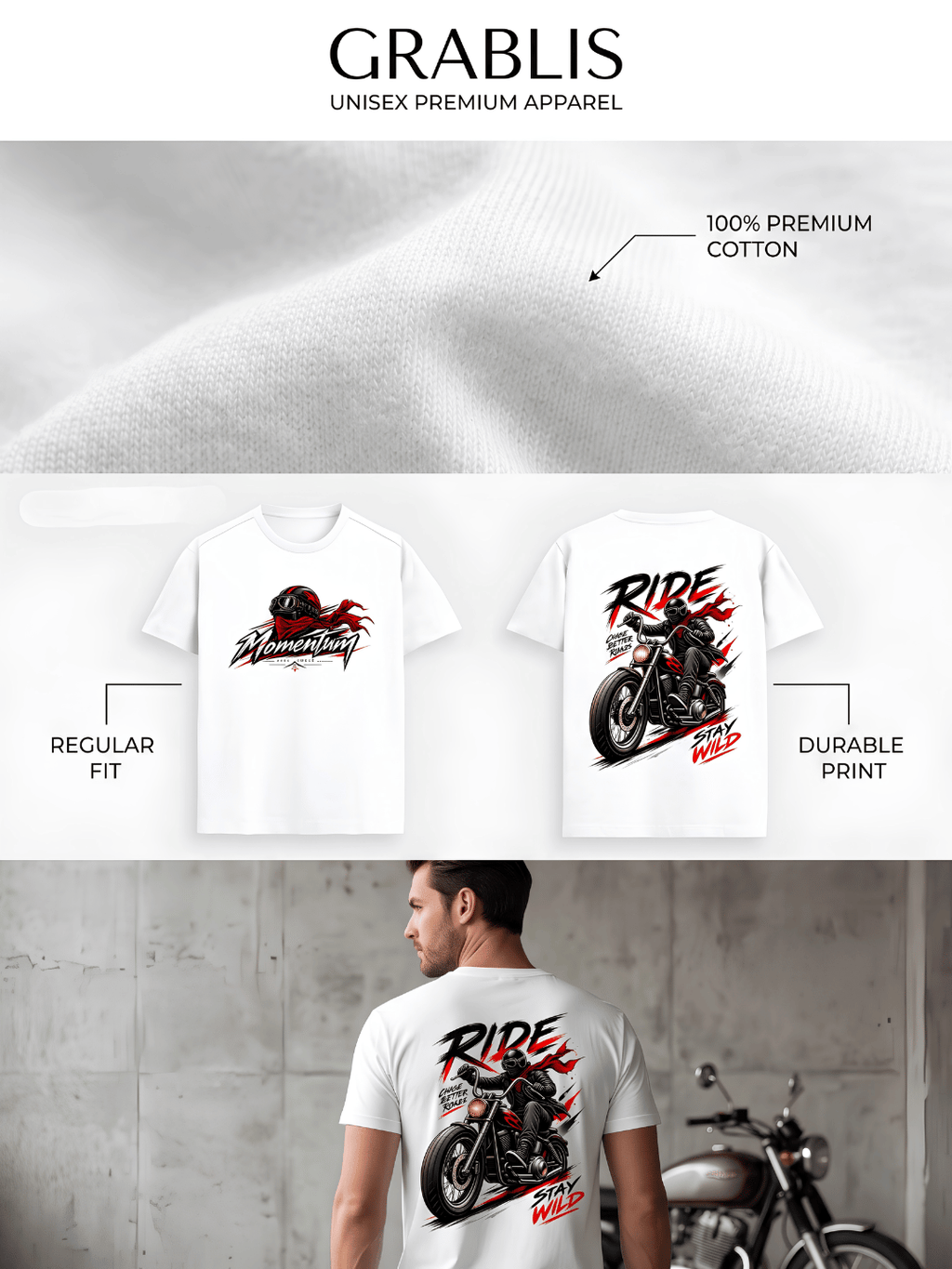 Rider Streetwear T-Shirt – Stay Wild Bike Graphic