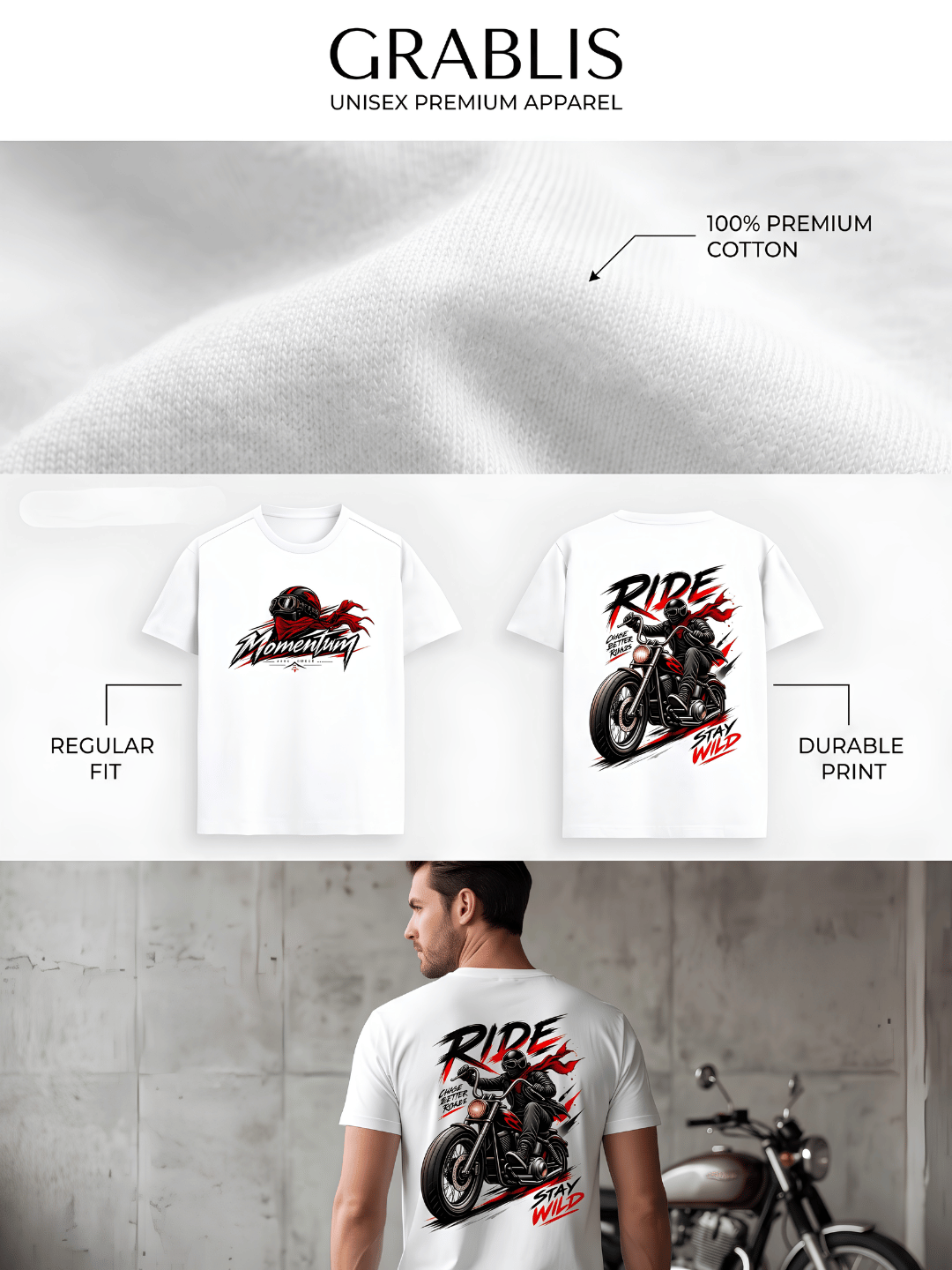 Rider Streetwear T-Shirt – Stay Wild Bike Graphic